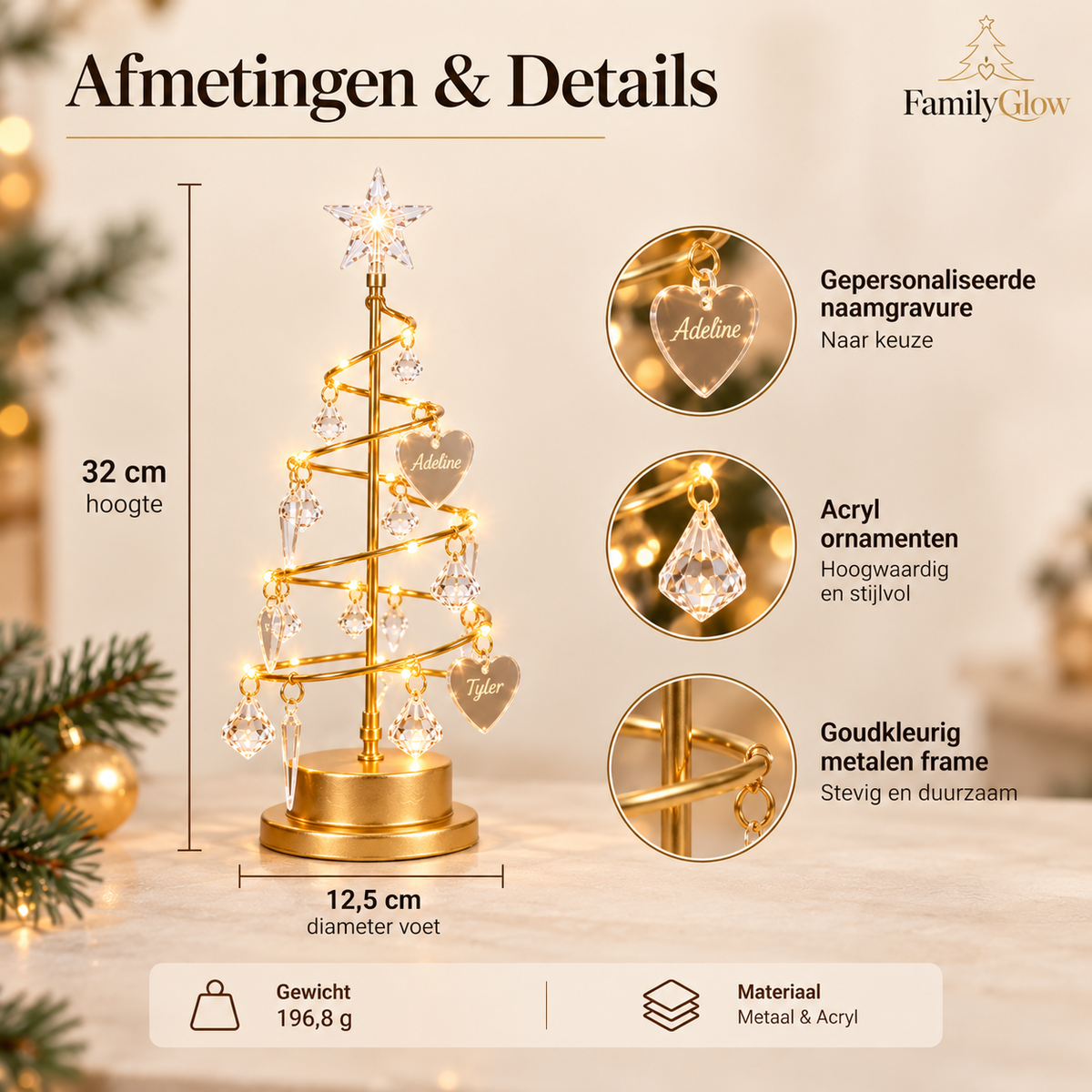 FamilyGlow- Gepersonaliseerde Kerstboomlamp