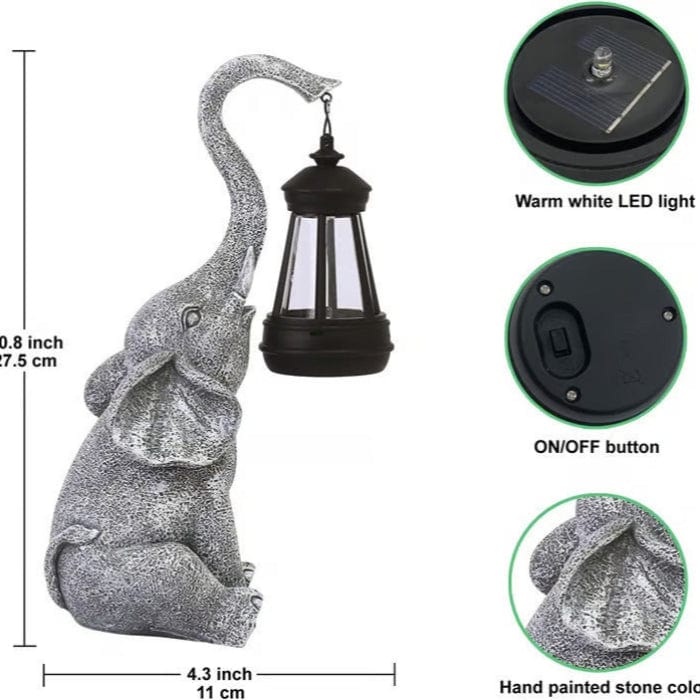 GlowElephant™ Solar Tuinbeeld met LED-lantaarn