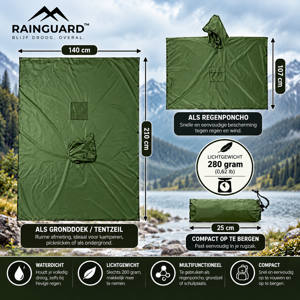 RainGuard-Premium Waterdichte Poncho