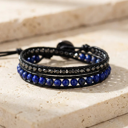 Stem van de Waarheid — Lapis Lazuli Wikkelarmband