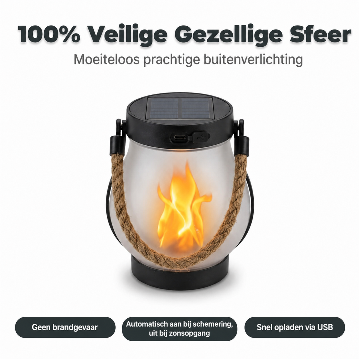 Solar Vlamlantaarn – Sfeervolle Verlichting zonder Kabels
