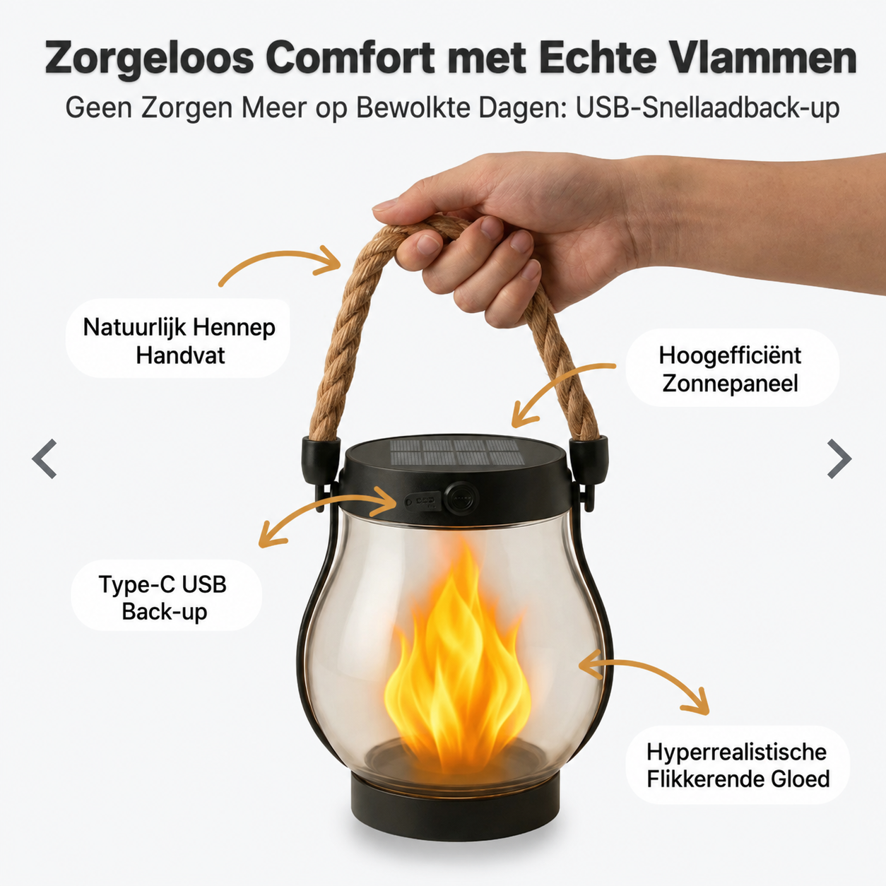 Solar Vlamlantaarn – Sfeervolle Verlichting zonder Kabels