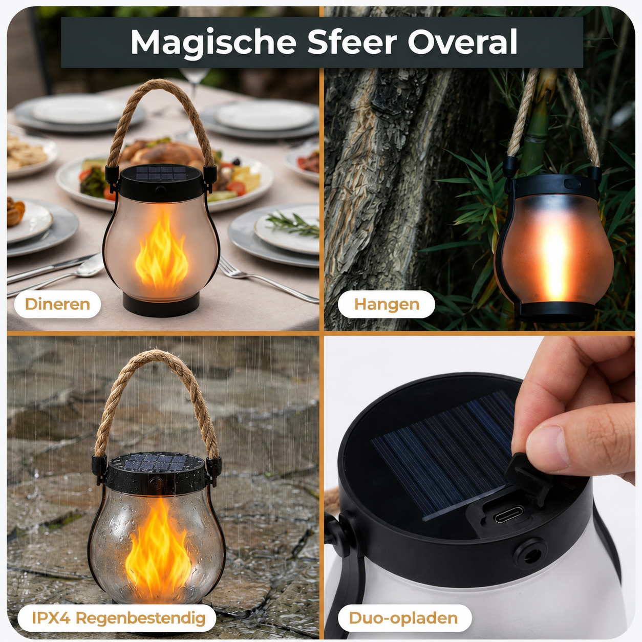 Solar Vlamlantaarn – Sfeervolle Verlichting zonder Kabels