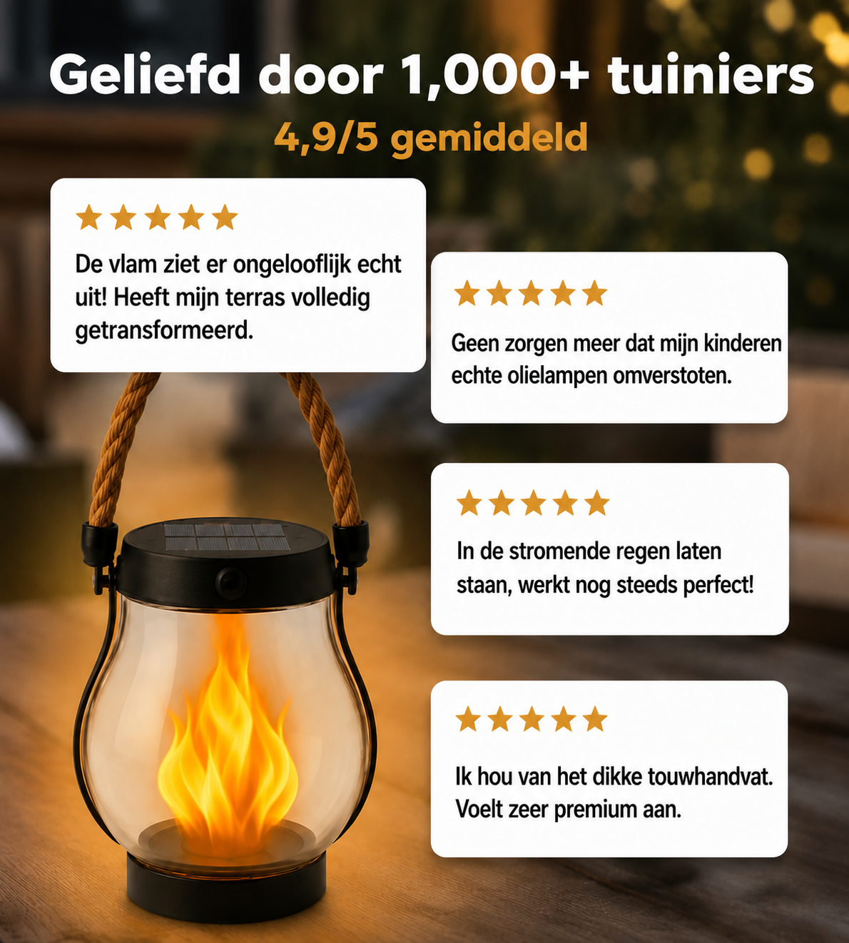Solar Vlamlantaarn – Sfeervolle Verlichting zonder Kabels