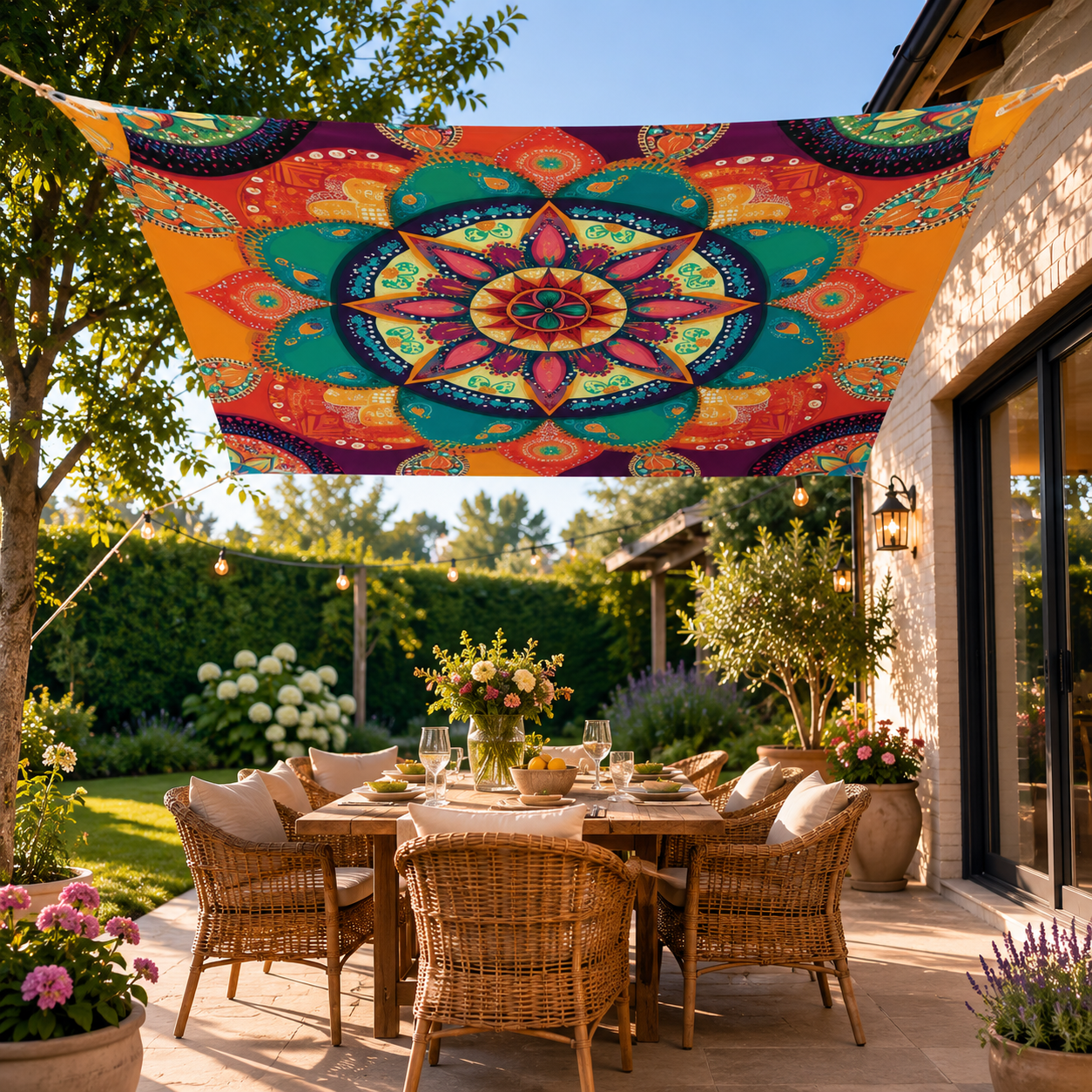 Boho Schaduwzeil 185×240 cm | UV-Bescherming + Waterafstotend