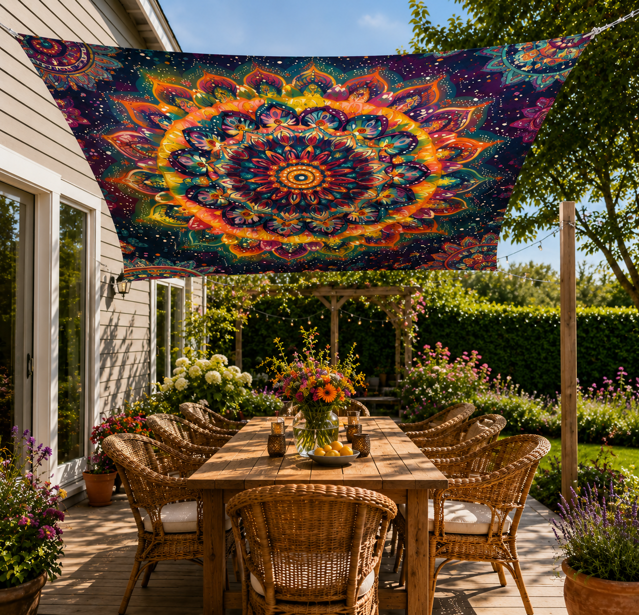 Boho Schaduwzeil 185×240 cm | UV-Bescherming + Waterafstotend