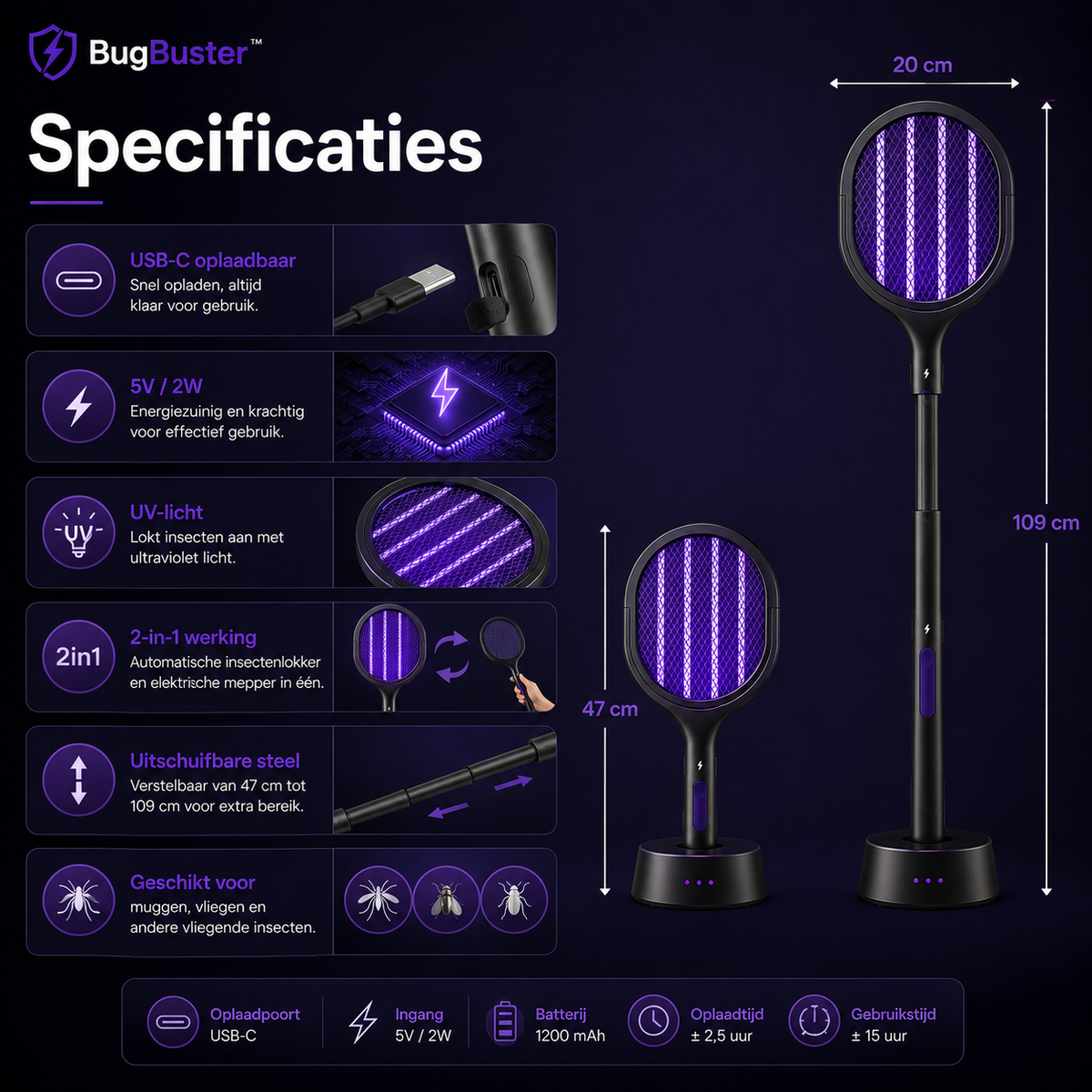 BugBuster™ | Elektrische Muggen- & Vliegenmepper