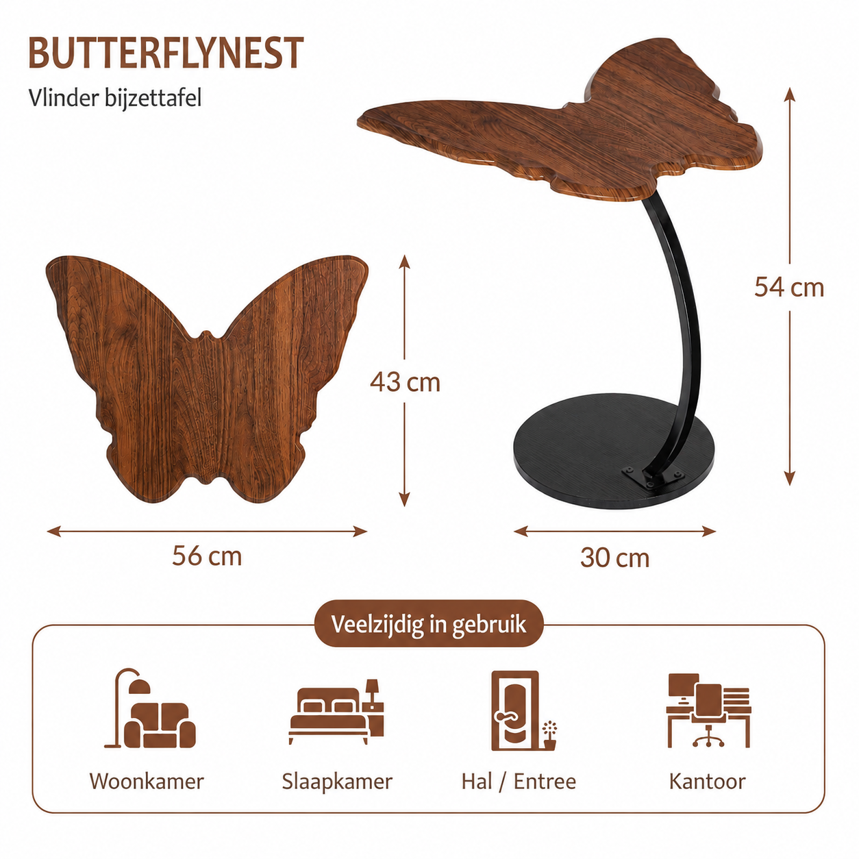 ButterflyNest™ Bijzettafel – Elegante Vlindertafel voor een Stijlvol Interieur