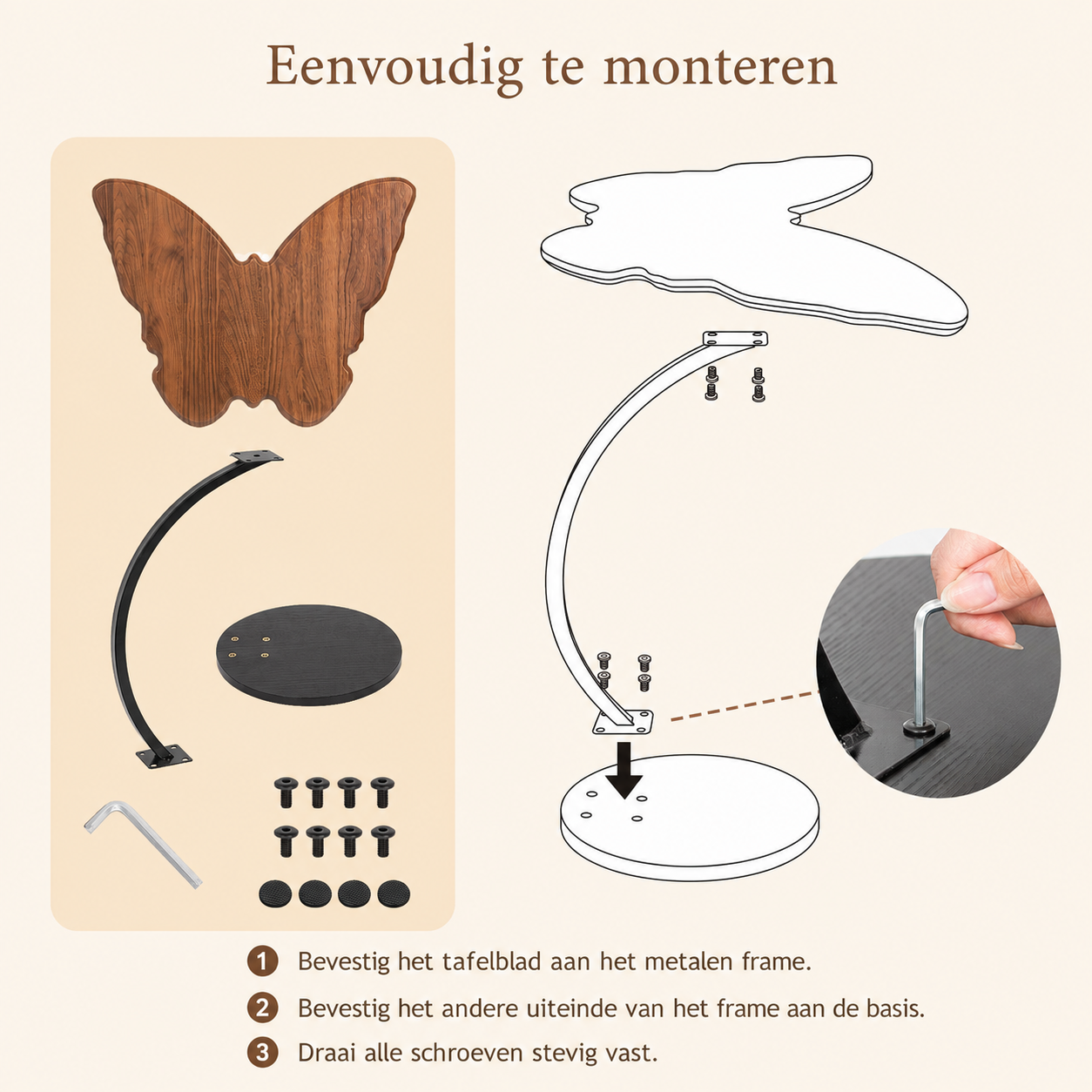 ButterflyNest™ Bijzettafel – Elegante Vlindertafel voor een Stijlvol Interieur