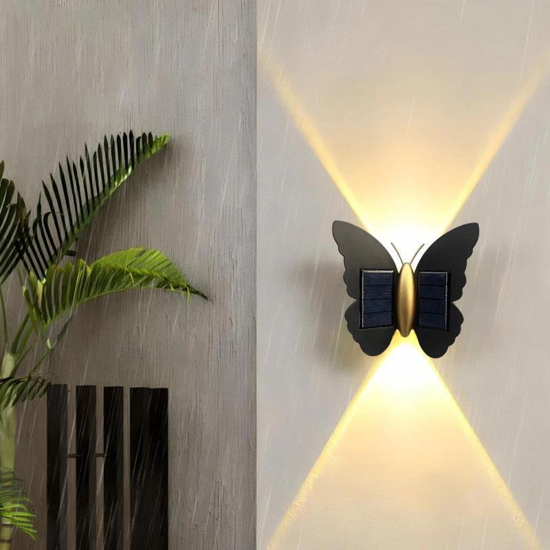FlutterGlow™ Vlinder Wandlamp op Zonne-energie – Sfeervolle Buitenverlichting Zonder Kabels