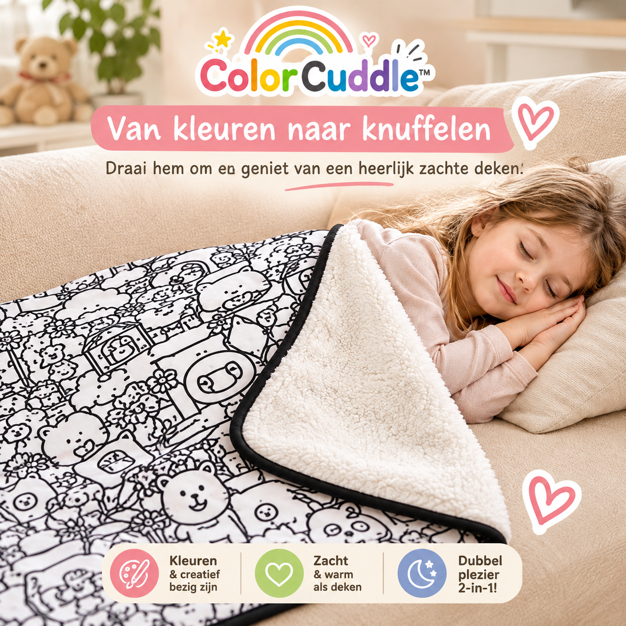 ColorCuddle™ – 2-in-1 Kleurmat & Zachte Deken