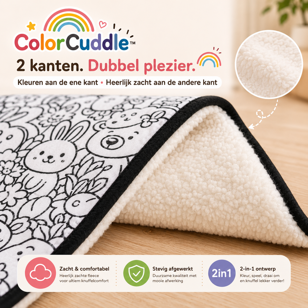 ColorCuddle™ – 2-in-1 Kleurmat & Zachte Deken