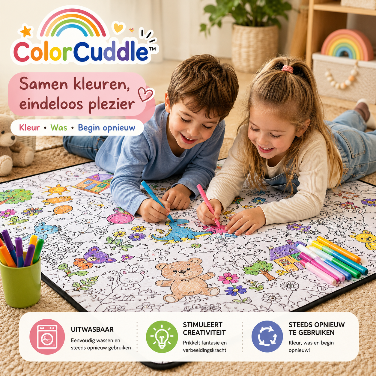 ColorCuddle™ – 2-in-1 Kleurmat & Zachte Deken