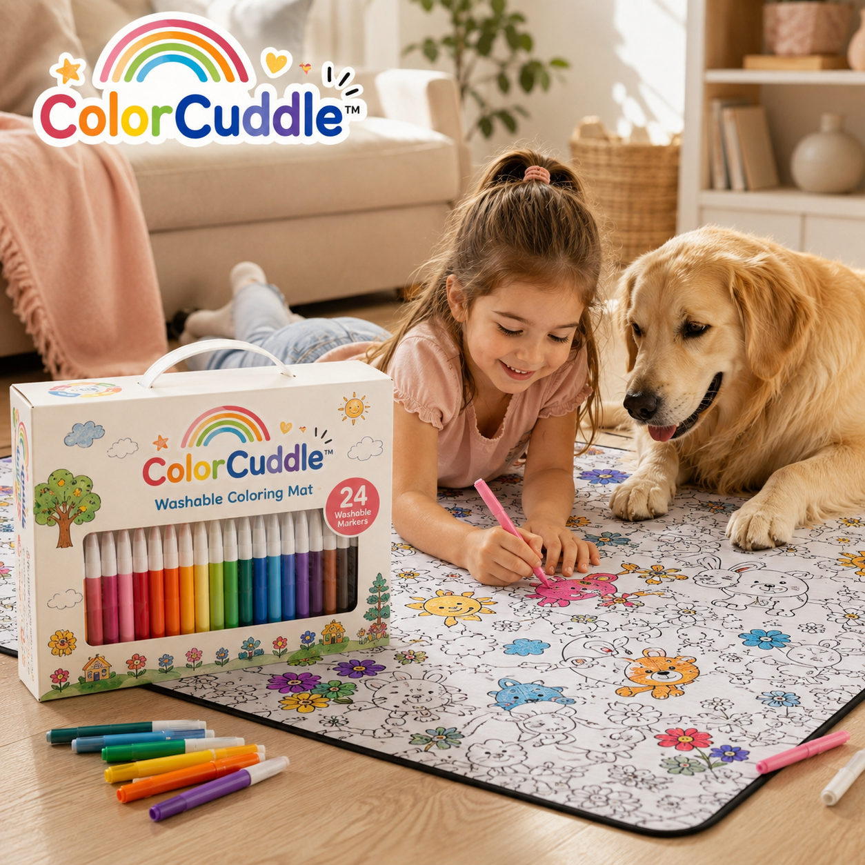 ColorCuddle™ – 2-in-1 Kleurmat & Zachte Deken