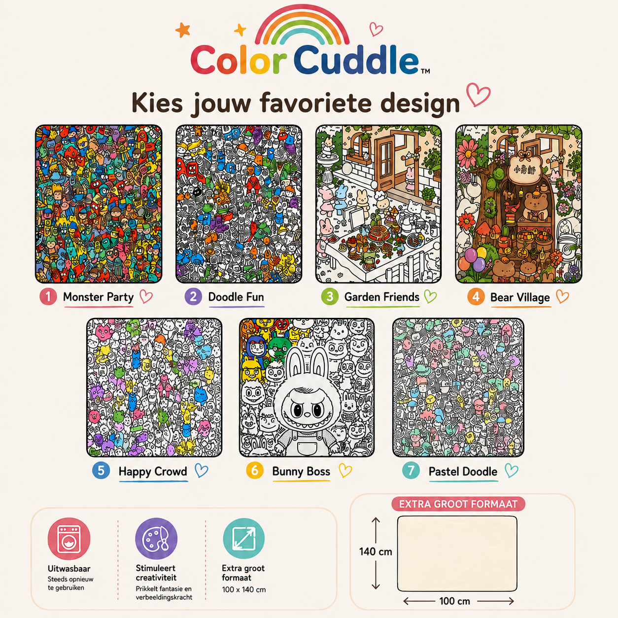 ColorCuddle™ – 2-in-1 Kleurmat & Zachte Deken