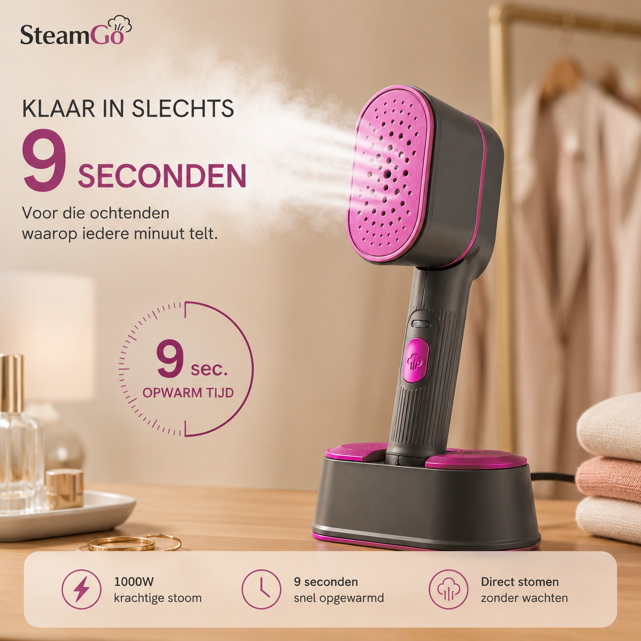 SteamGo™ | 2-in-1 Kledingstomer & Mini Strijkijzer
