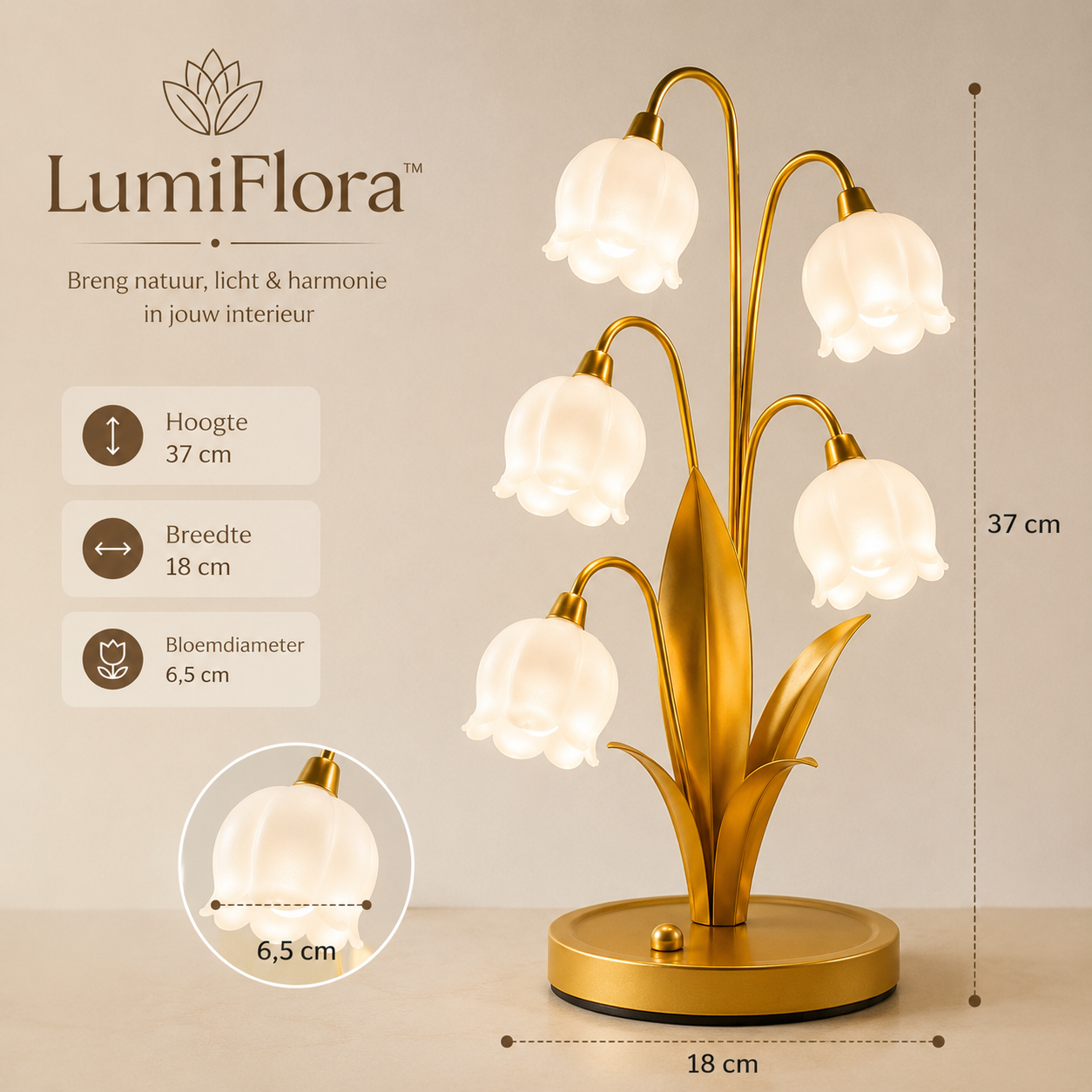 LumiFlora™ | Sfeervolle Lelietje-van-Dalen Tafellamp