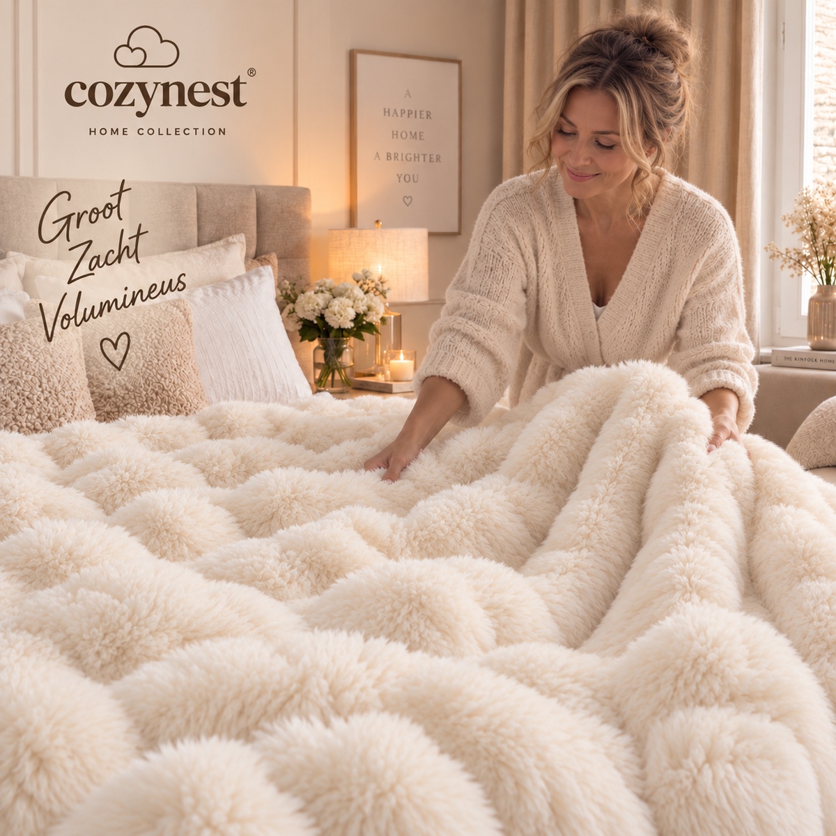 CozyNest Luxe Faux-Rabbit-Fur Bedsprei