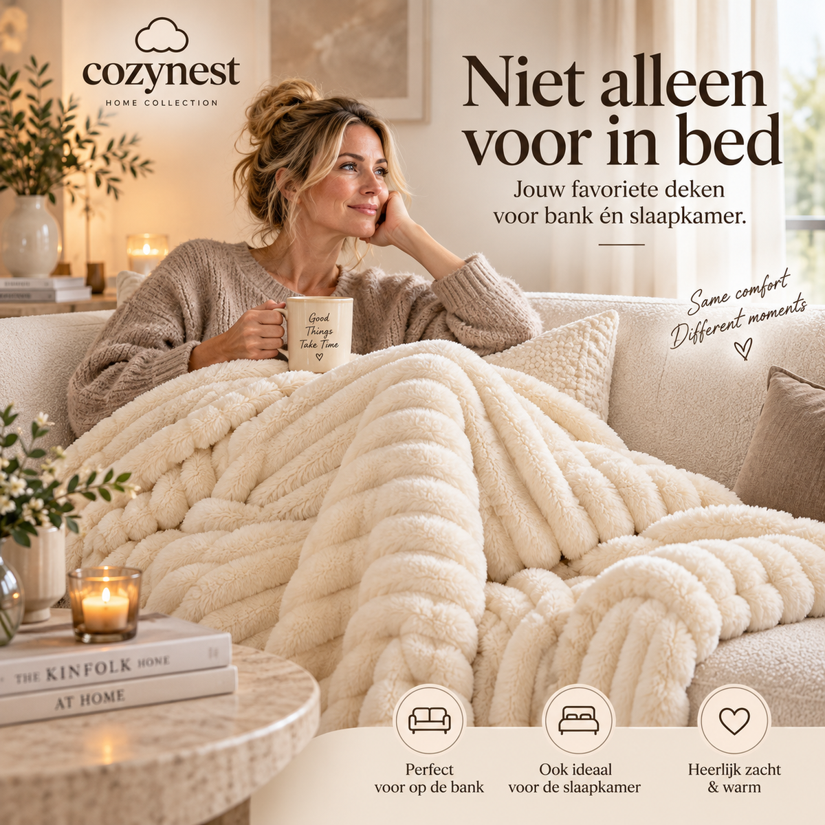 CozyNest Luxe Faux-Rabbit-Fur Bedsprei
