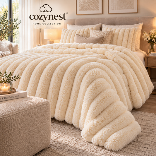 CozyNest Luxe Faux-Rabbit-Fur Bedsprei