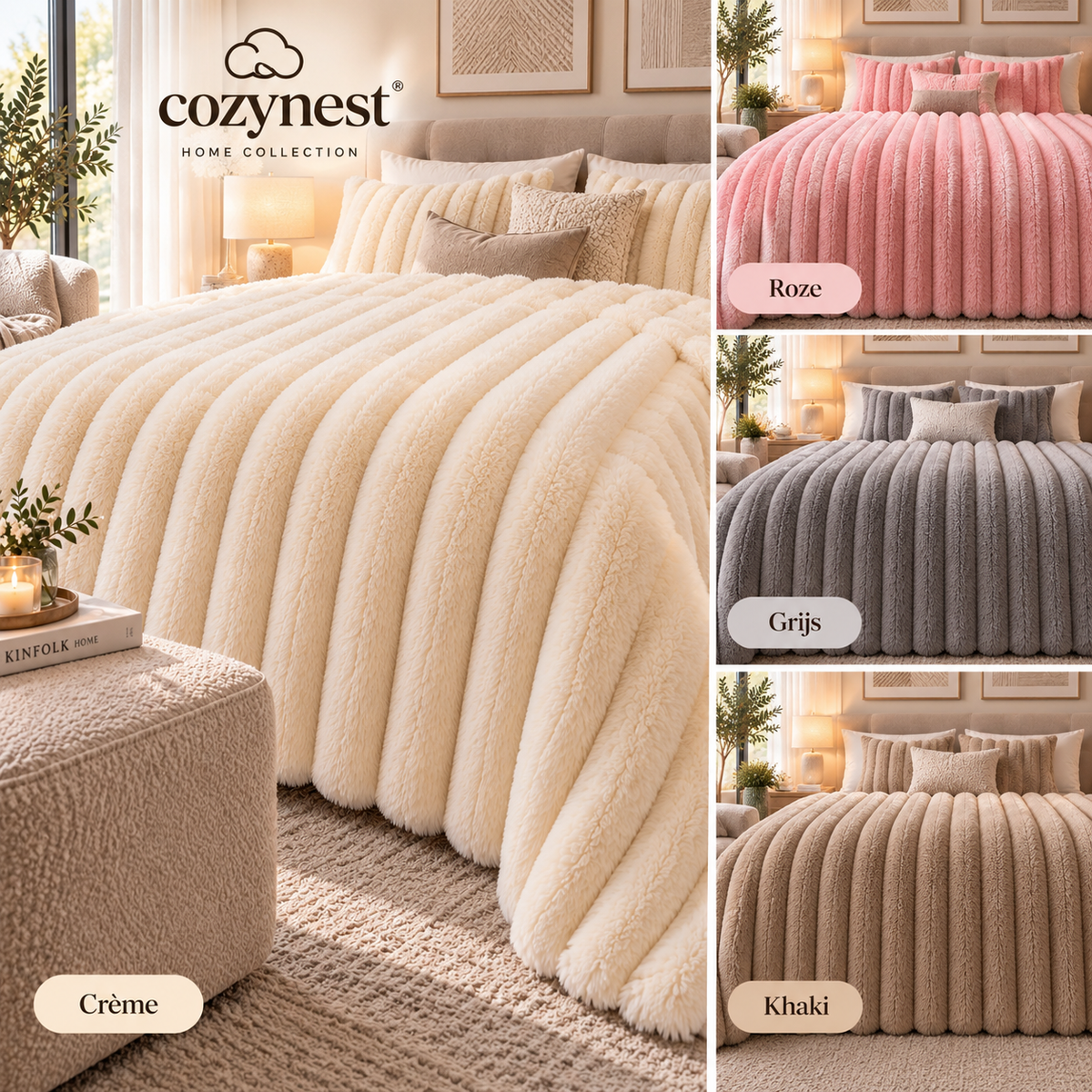 CozyNest Luxe Faux-Rabbit-Fur Bedsprei