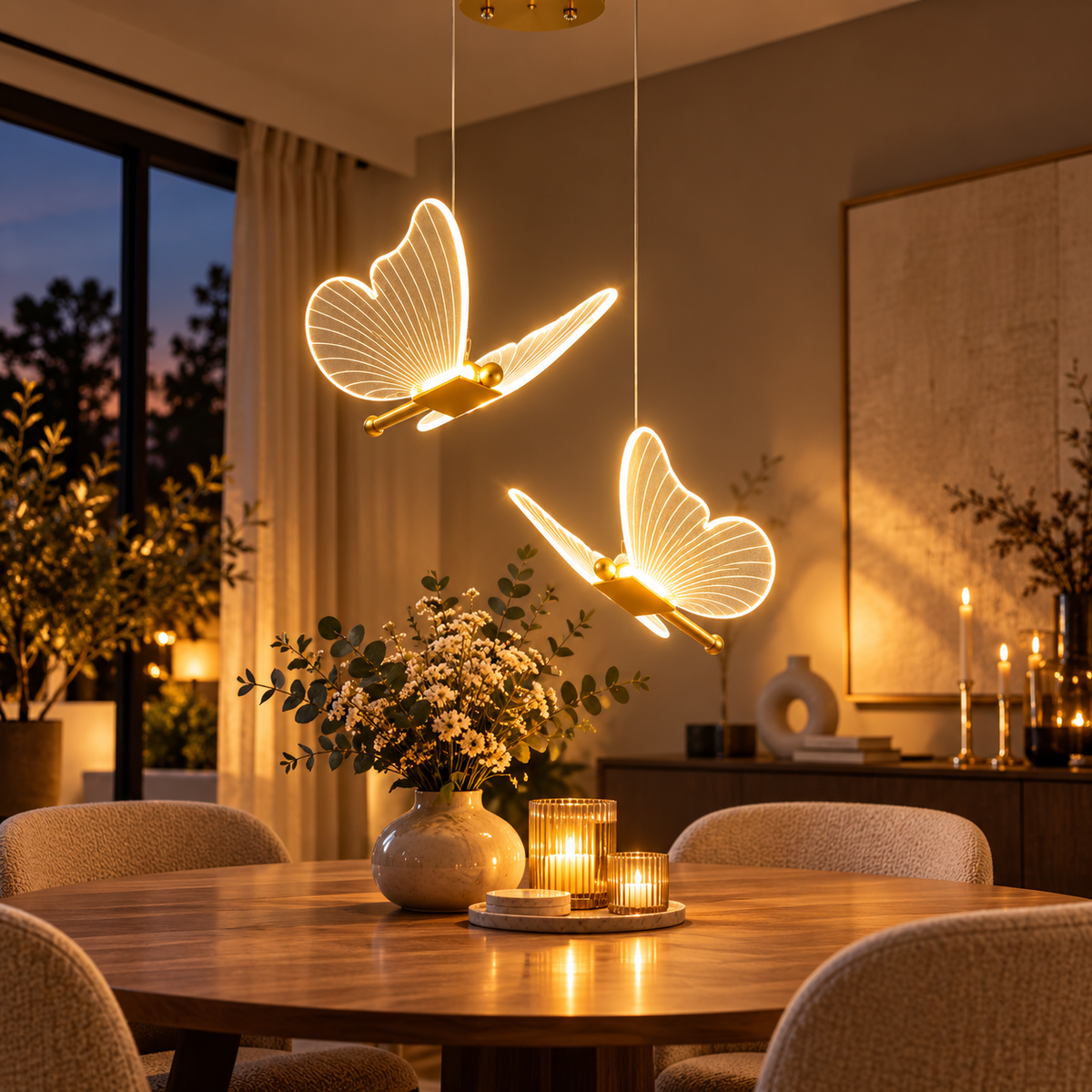 ButterflyGlow™ Vlinder LED Hanglamp – Luxe Gouden Sfeerverlichting voor Elk Interieur