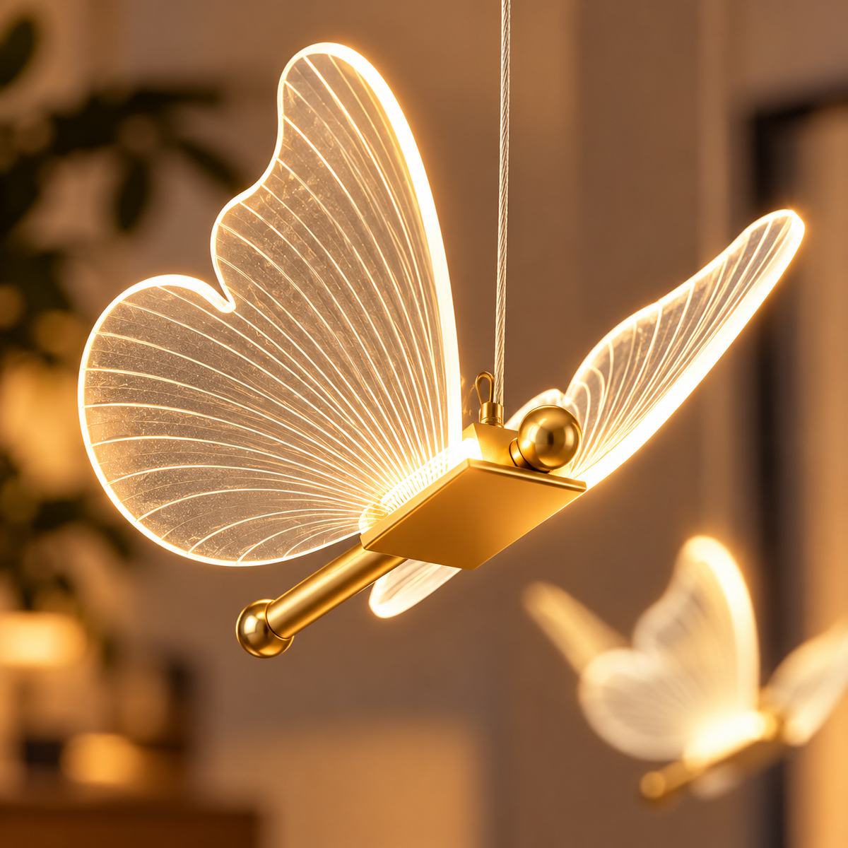 ButterflyGlow™ Vlinder LED Hanglamp – Luxe Gouden Sfeerverlichting voor Elk Interieur