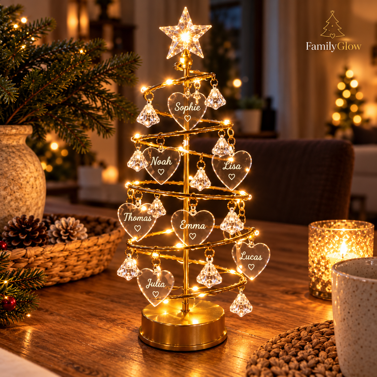FamilyGlow- Gepersonaliseerde Kerstboomlamp