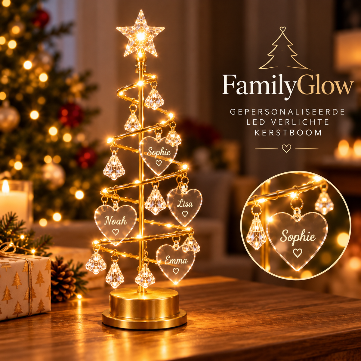 FamilyGlow- Gepersonaliseerde Kerstboomlamp