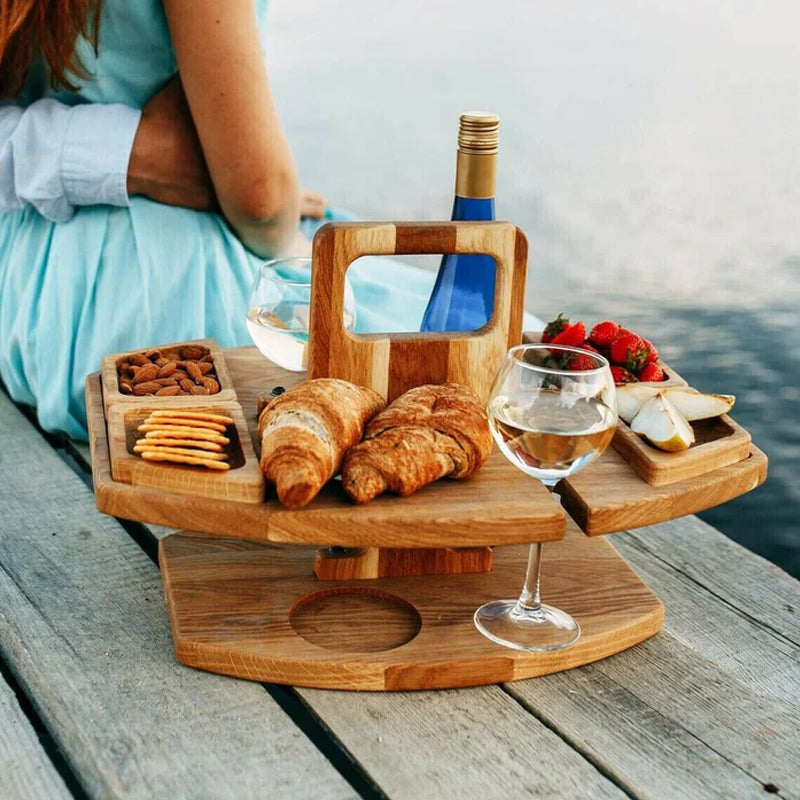 PicnicPal™ Houten Picknicktafel met Wijnhouder