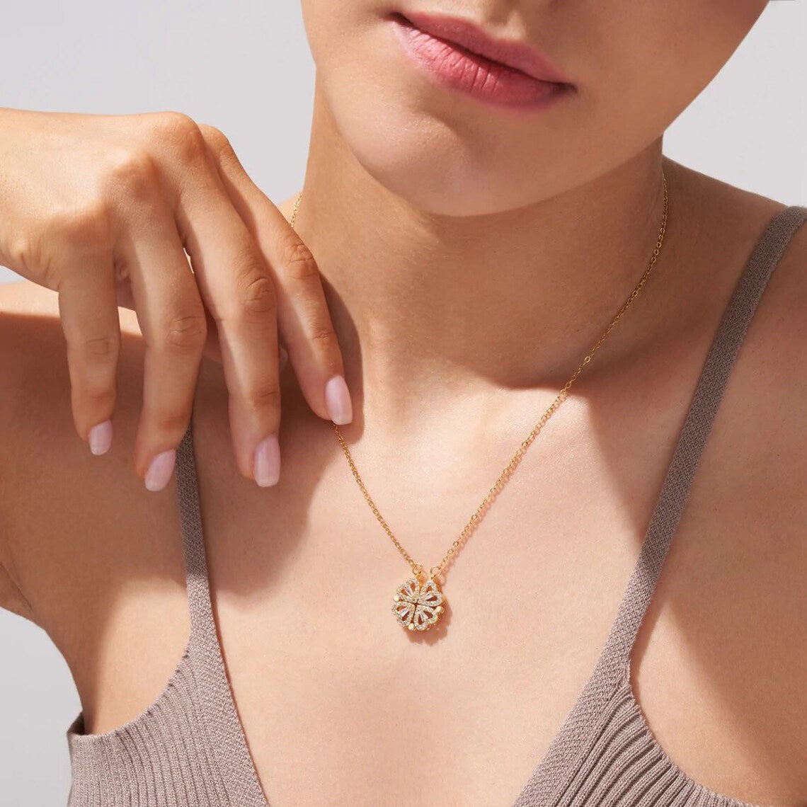 LuckyCharm-Klavertje Vier Hart Ketting