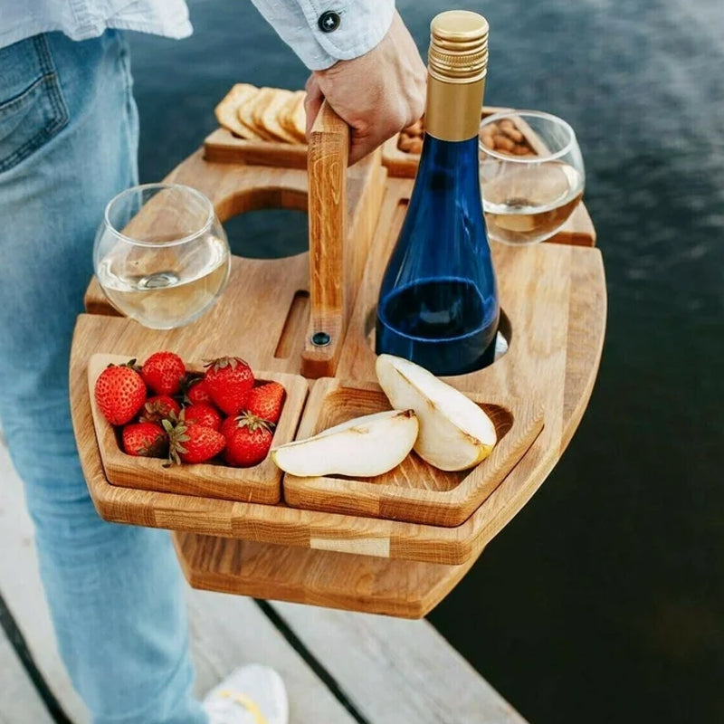 PicnicPal™ Houten Picknicktafel met Wijnhouder