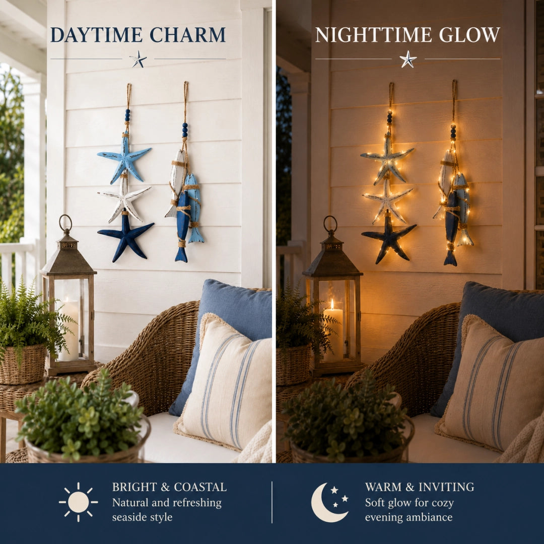 CoastalGlow™ Verlichte Houten Sterrenvis Decor