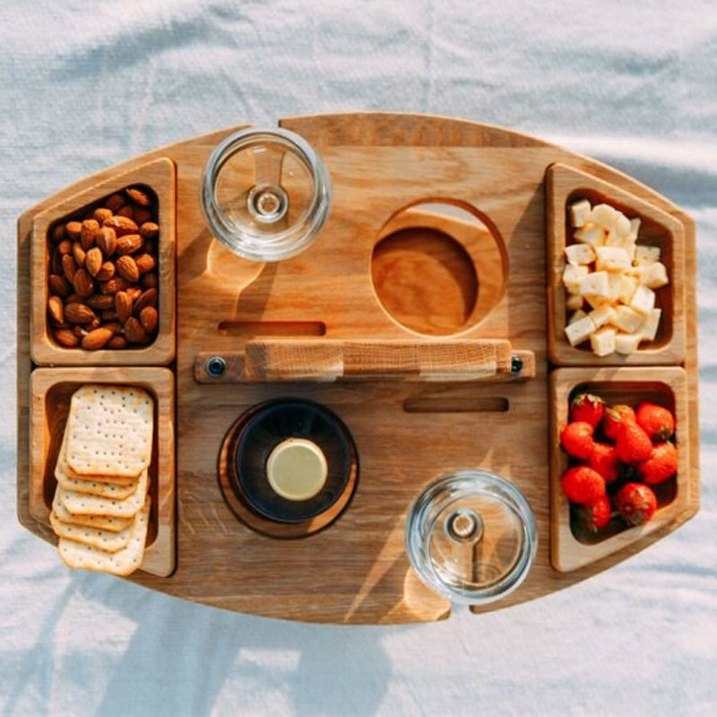 PicnicPal™ Houten Picknicktafel met Wijnhouder