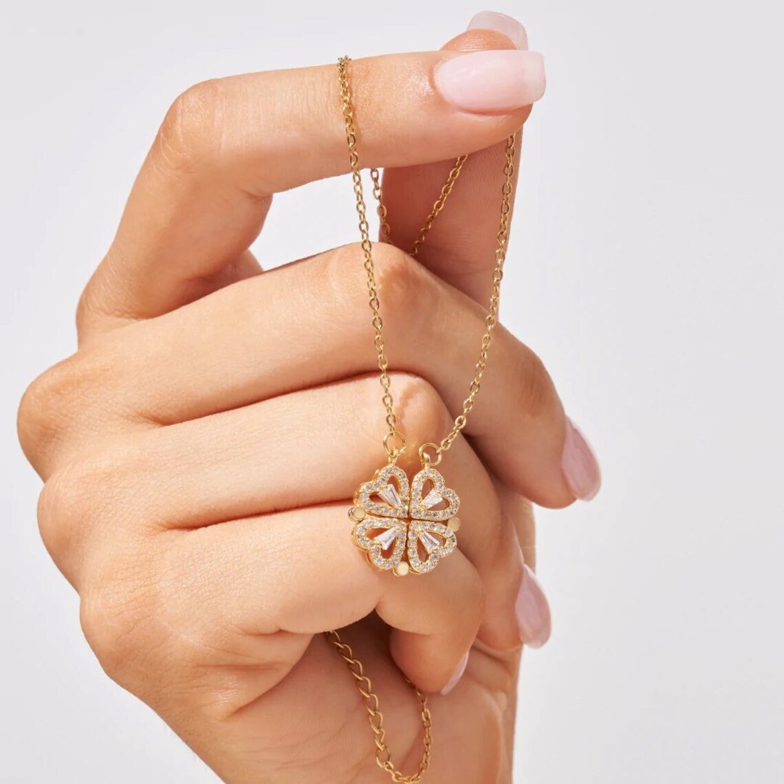 LuckyCharm-Klavertje Vier Hart Ketting
