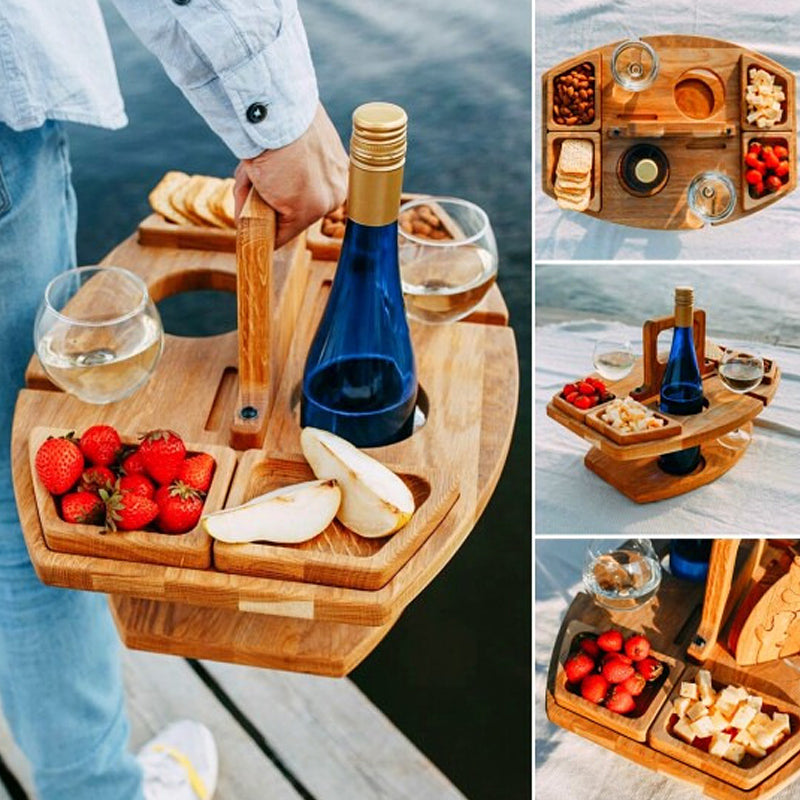 PicnicPal™ Houten Picknicktafel met Wijnhouder