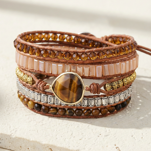 Moed van de Leeuw — Tijgeroog Wikkelarmband