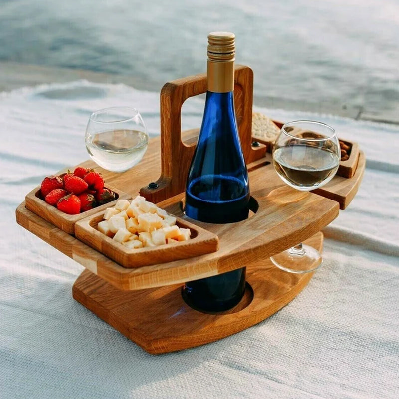 PicnicPal™ Houten Picknicktafel met Wijnhouder