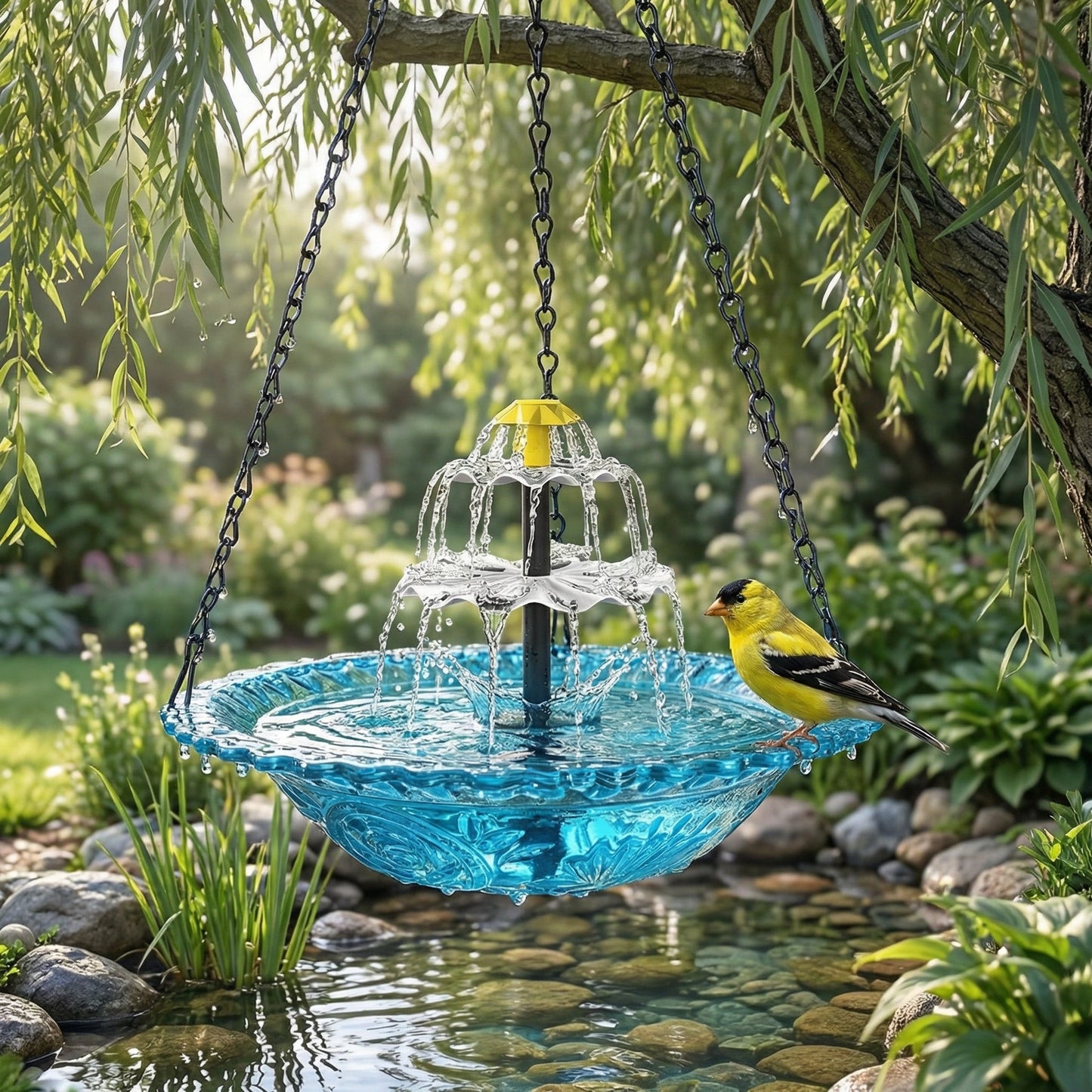 Zonne-energie Cascaderende Hangende Vogelbad Fontein