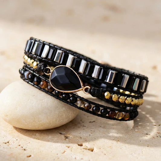 Stille Beschermer — Onyx Wikkelarmband