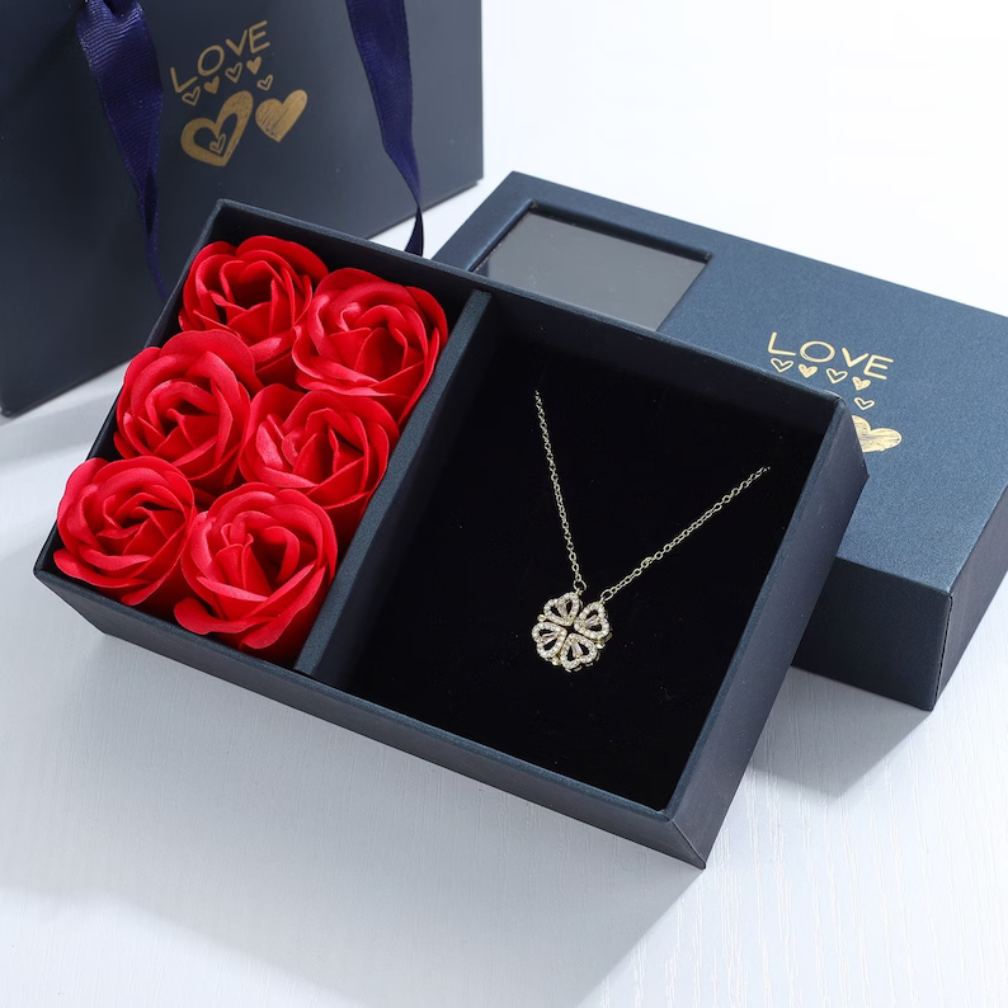 LuckyCharm-Klavertje Vier Hart Ketting