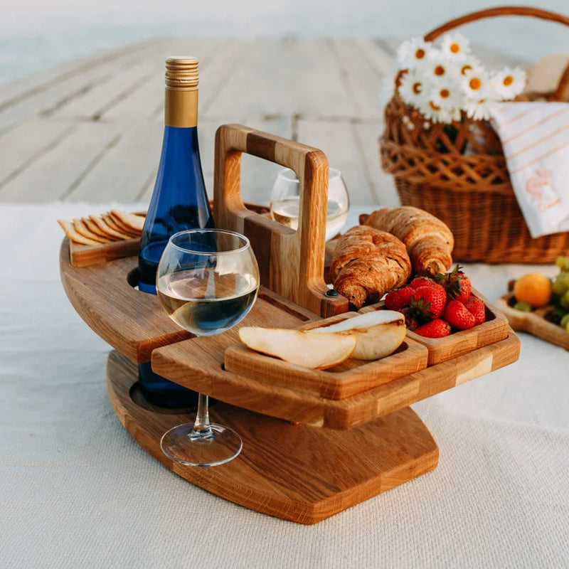 PicnicPal™ Houten Picknicktafel met Wijnhouder