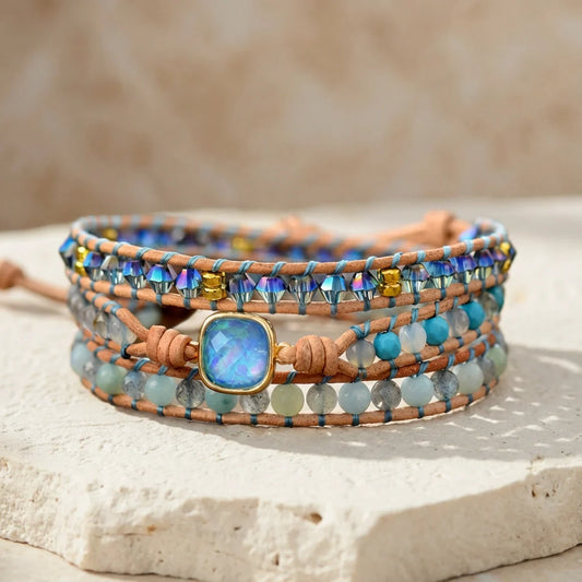 Pure Vreugde — Opaal & Amazoniet Wikkelarmband
