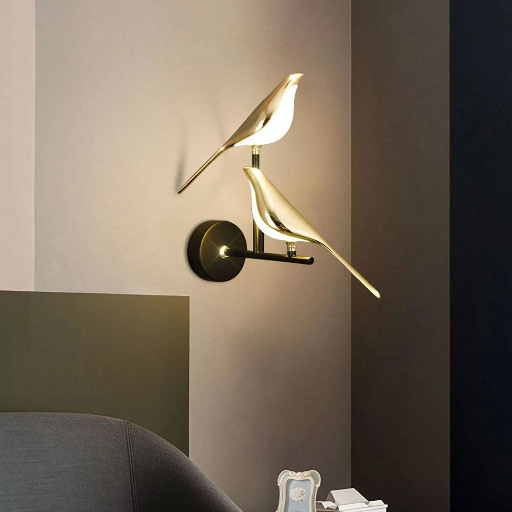 LumiBird™ Wandlamp met Gouden Vogel