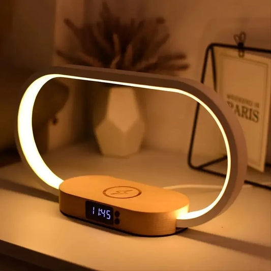 ChargeGlow™ 3-in-1 Draadloze Oplader met Lamp en Klok