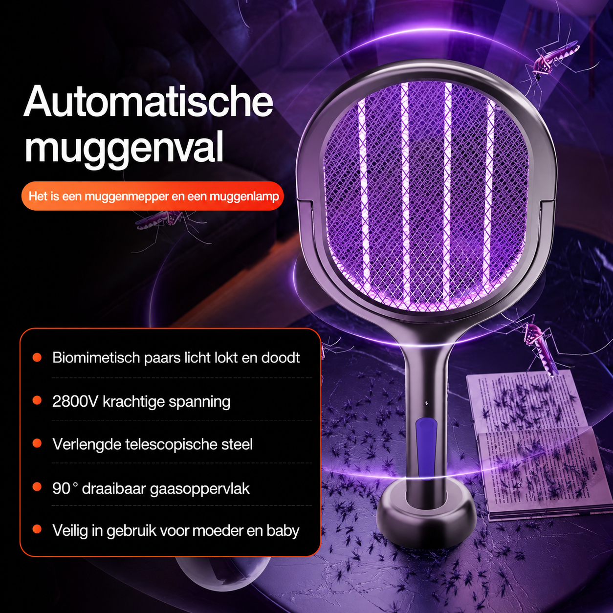Bugbuster™ | Elektrische Muggen & Vliegen Killer met Uitschuifbare Steel – 50% Korting