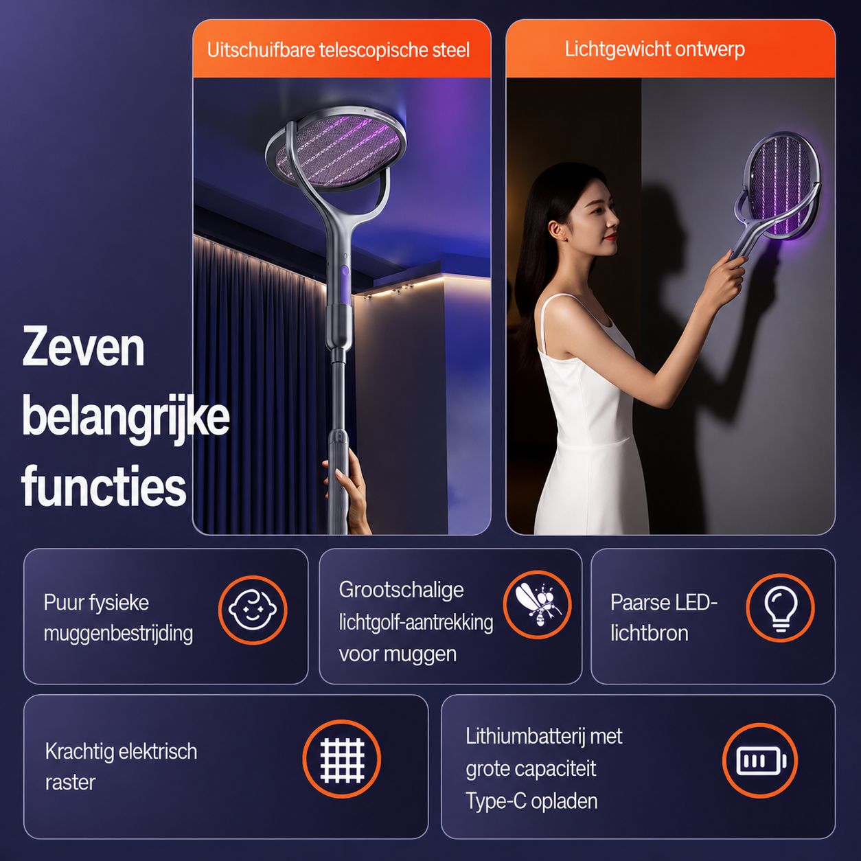 Bugbuster™ | Elektrische Muggen & Vliegen Killer met Uitschuifbare Steel – 50% Korting