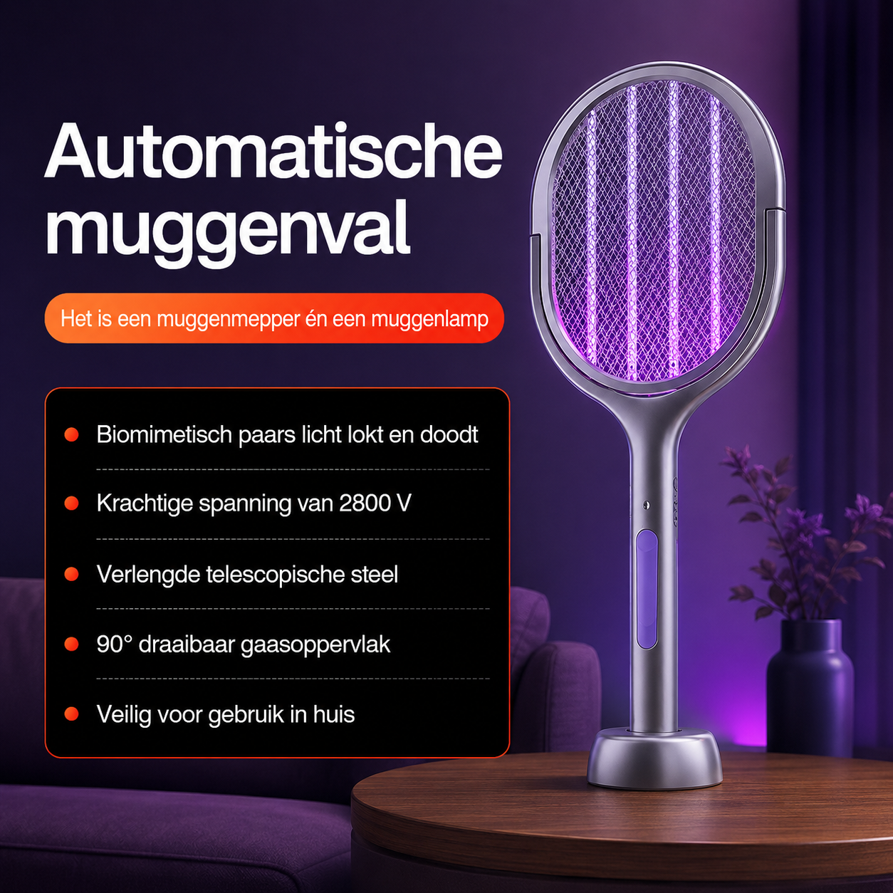 Bugbuster™ | Elektrische Muggen & Vliegen Killer met Uitschuifbare Steel – 50% Korting