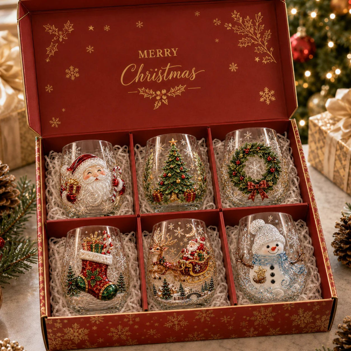 FestiveSip-3D Glazen Kerstbekers