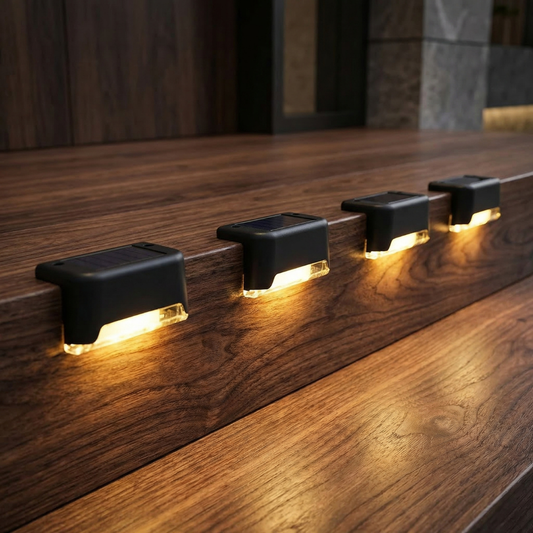 LumiPath™ Draadloze Solar Trapverlichting – Veilig & Sfeervol Buiten na Zonsondergang